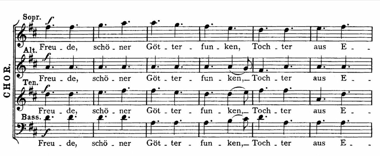 Beginn der "Ode an die Freude" aus Beethovens Sinfonie Nr. 9