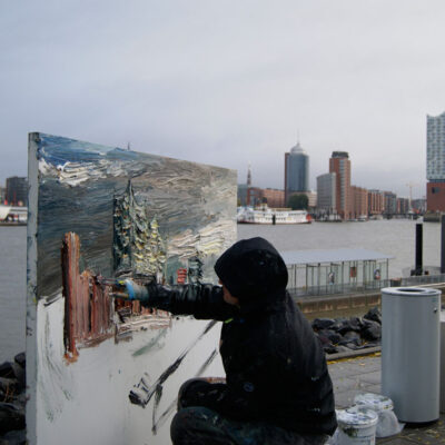 Christopher Lehmpfuhl malt die Elbphilharmonie