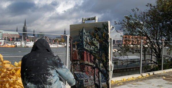 Christopher Lehmpfuhl malt die Elbphilharmonie