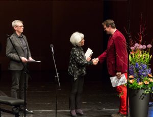 Verleihung des Kurt Masur Förderpreises an Sebastian Pilgrim durch Tomoko Masur und Frank Kämpfer