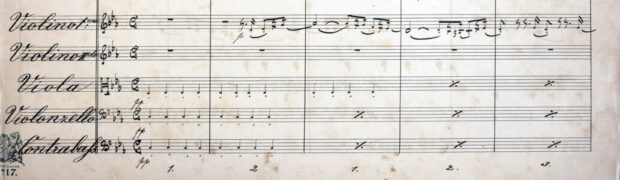 Anton Bruckner: Sinfonie Nr. 1 (Linzer Fassung), Beginn des 1. Satzes. Handschriftliche Partitur