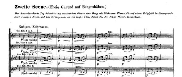 Das Rheingold, Akt 2: Ausschnitt aus der Partitur (Wagnertuben)