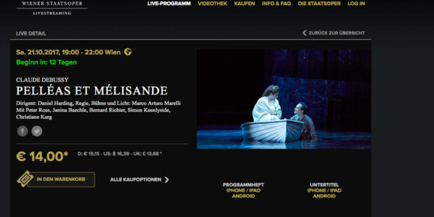 Wiener Staatsoper Livestreaming, Website