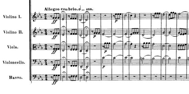 Ludwig von Beethoven: Sinfonie Nr. 5, Beginn des 1. Satzes "Schicksalsmotiv"