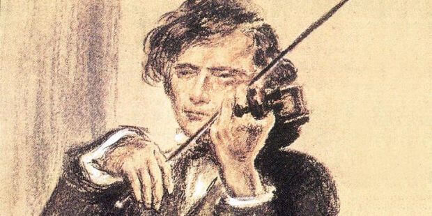 Joseph Joachim. Zeichnung von Adolph von Menzel, 1853