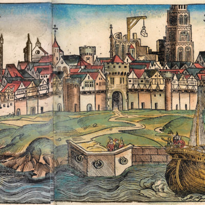 Abbildung der Stadt Köln. Illustrierter Holzschnitt aus der "Schedelsche Weltchronik", 1493