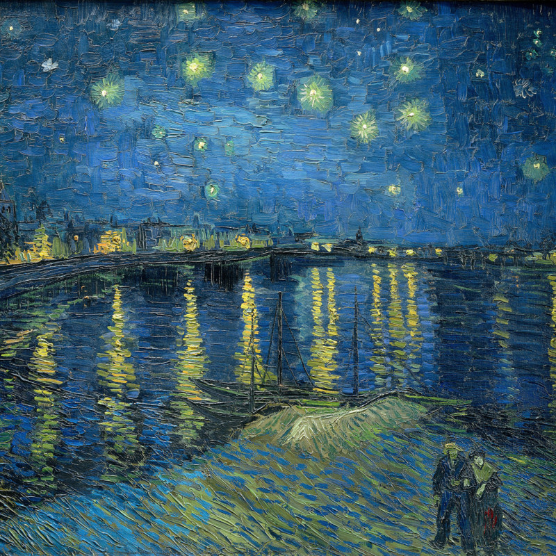 Sternennacht über der Rhone. Gemälde von Vincent van Gogh, 1888