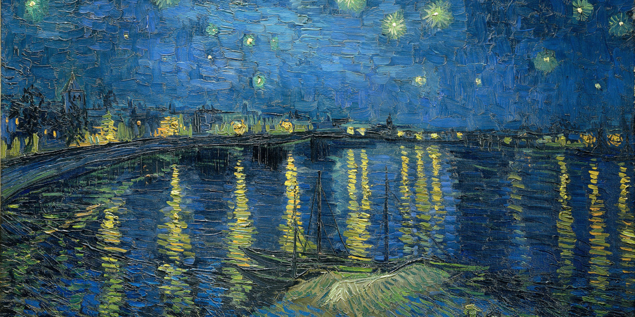 Sternennacht über der Rhone. Gemälde von Vincent van Gogh, 1888