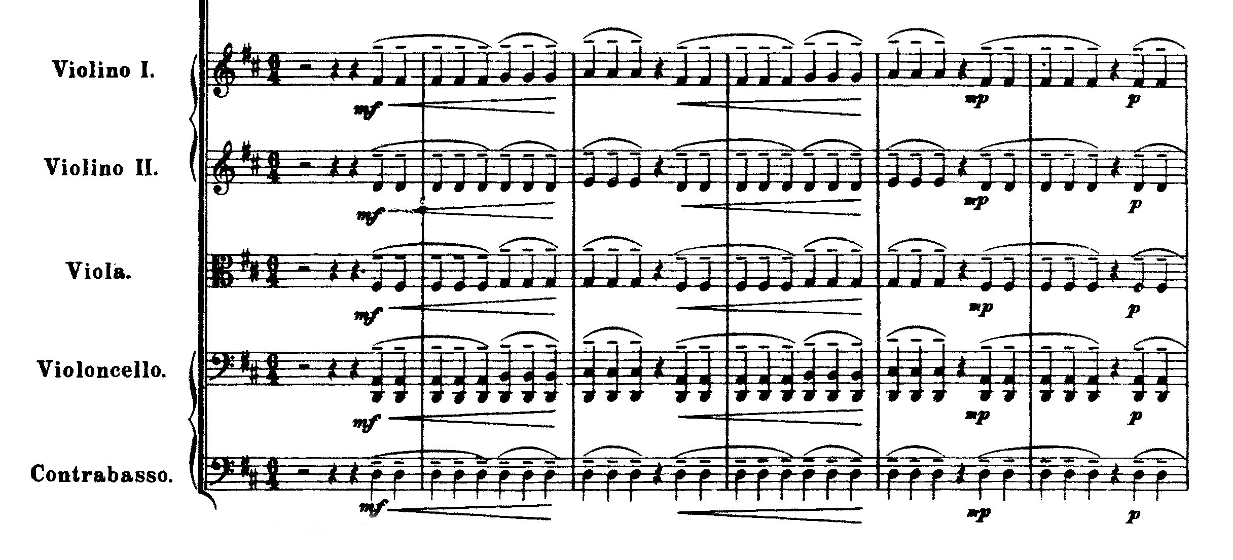 Jean Sibelius, Sinfonie Ne. 2, Beginn des 1. Satzes