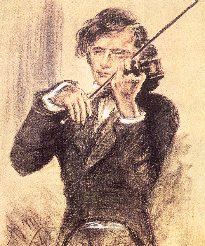Joseph Joachim. Zeichnung von Adooph von Menzel, 1853