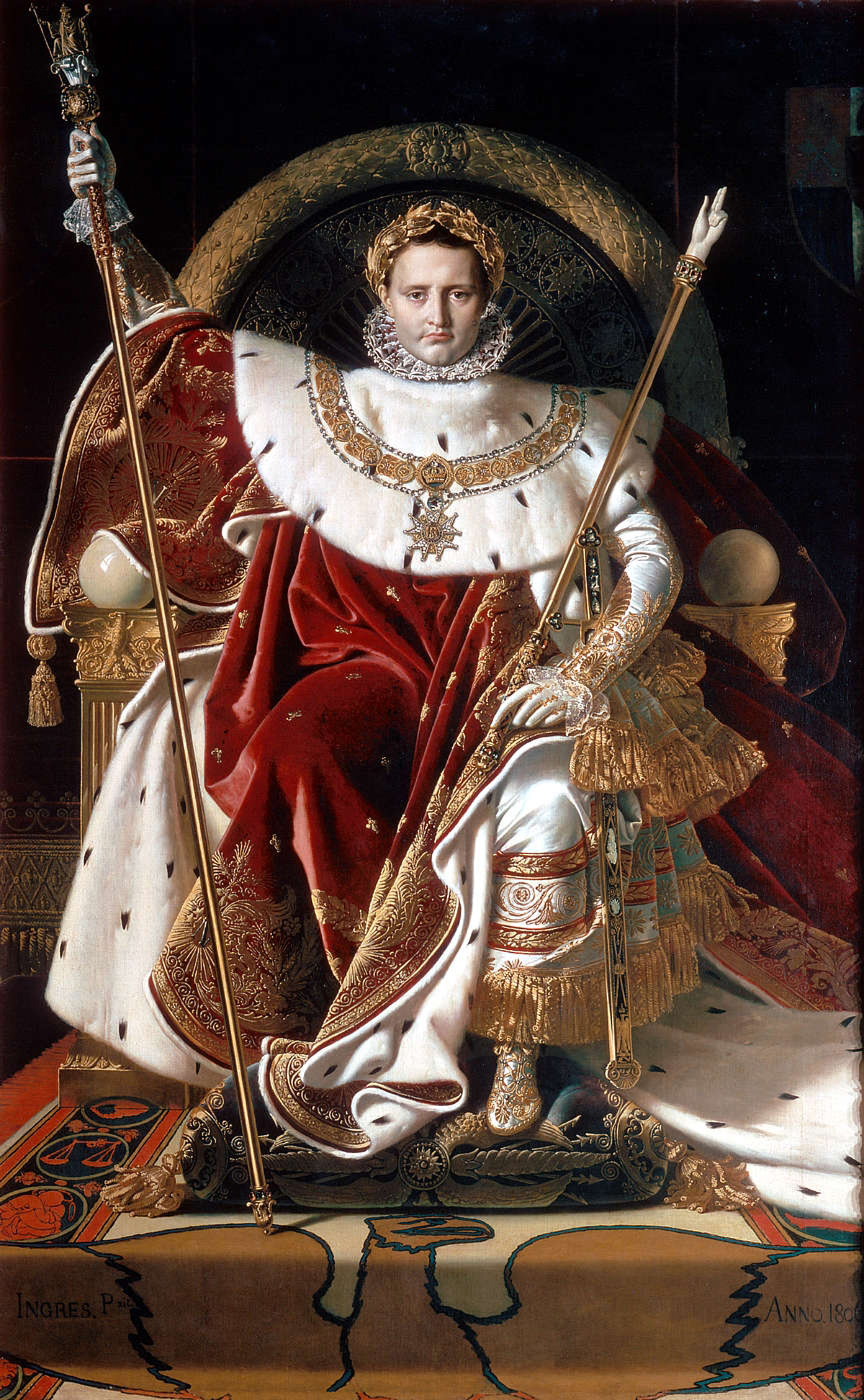 Napoleon auf dem Kaiserthron. Gemälde von Jean-Auguste Dominique, 1806