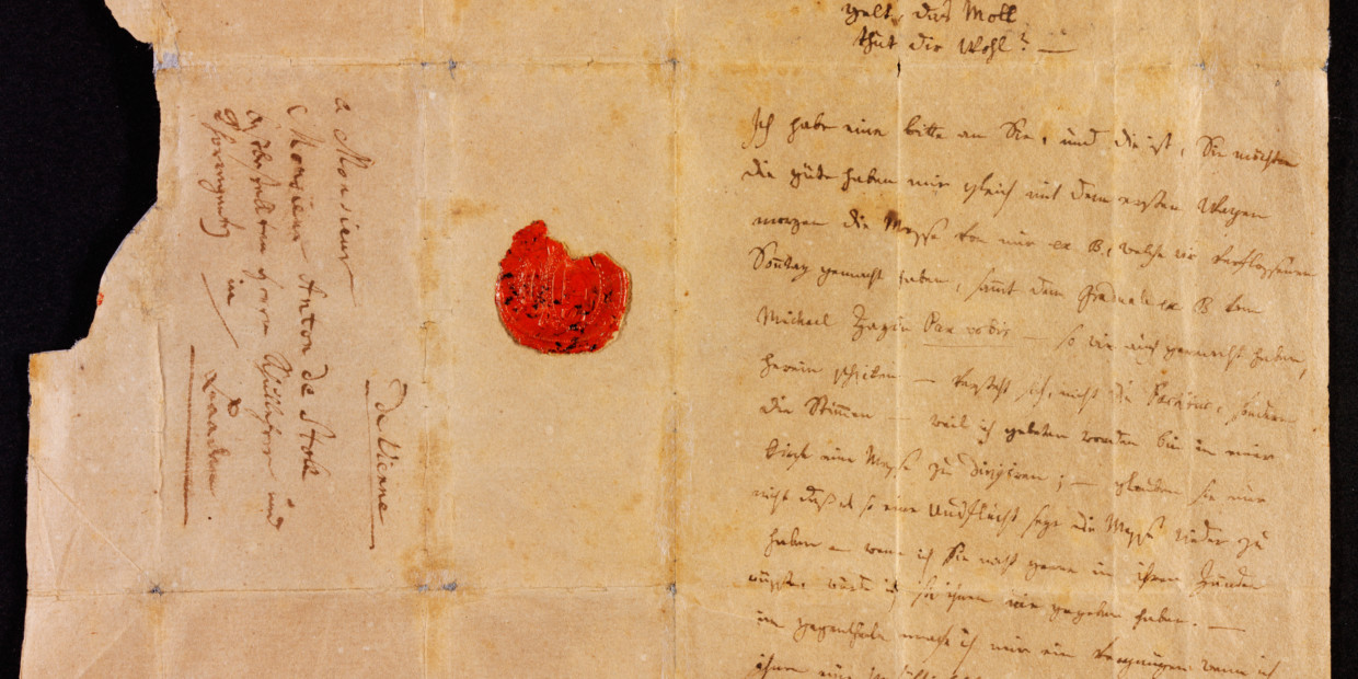 Brief Mozarts an Anton Stoll, 1791. Vorderseite