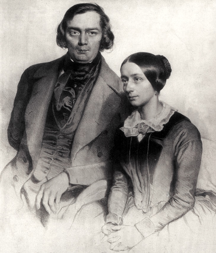 Robert und Clara Schumann. Lithografie von Eduard Kaiser, 1847