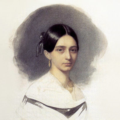 Clara Wieck (spätere Schumann), kurz vor iherer Heirat mit Robert Schumann. Zeichnung von Johann Heinrich Schramm, 1840