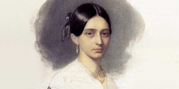 Clara Wieck (spätere Schumann), kurz vor iherer Heirat mit Robert Schumann. Zeichnung von Johann Heinrich Schramm, 1840