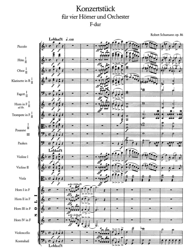 Beginn des Konzertstücks für vier Hörner op. 86