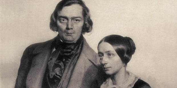 Robert und Clara Schumann. Lithografie von Eduard Kaiser, 1847