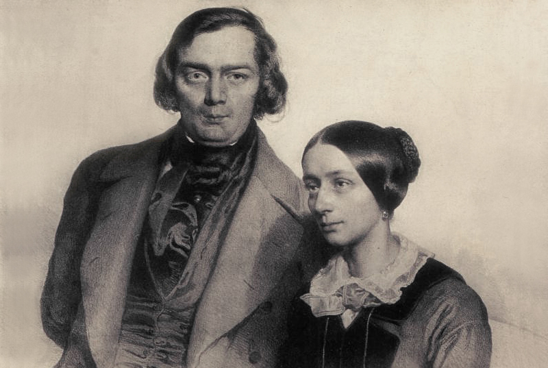 Robert und Clara Schumann. Lithografie von Eduard Kaiser, 1847