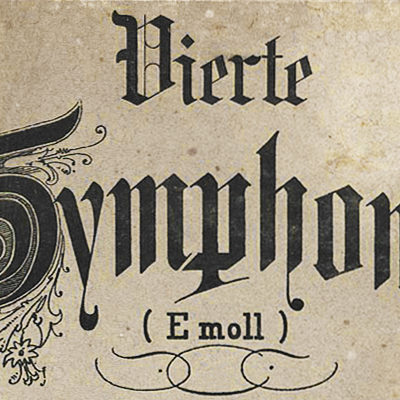 Johannes Brahms, Sinfonie Nr. 4. Deckblatt der Erstausgabe 1868 im Simrock-Verlag