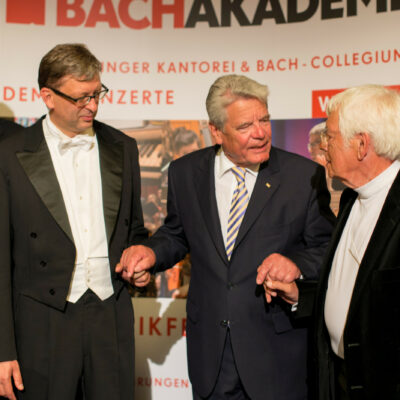 Stabwechsel bei der Internationalen Bachakademie: Hans-Christoph Rademann, Joachim Gauck und Helmuth Rilling