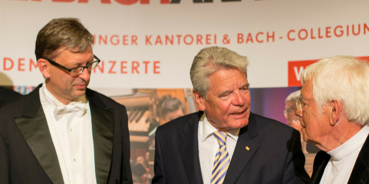 Stabwechsel bei der Internationalen Bachakademie: Hans-Christoph Rademann, Joachim Gauck und Helmuth Rilling
