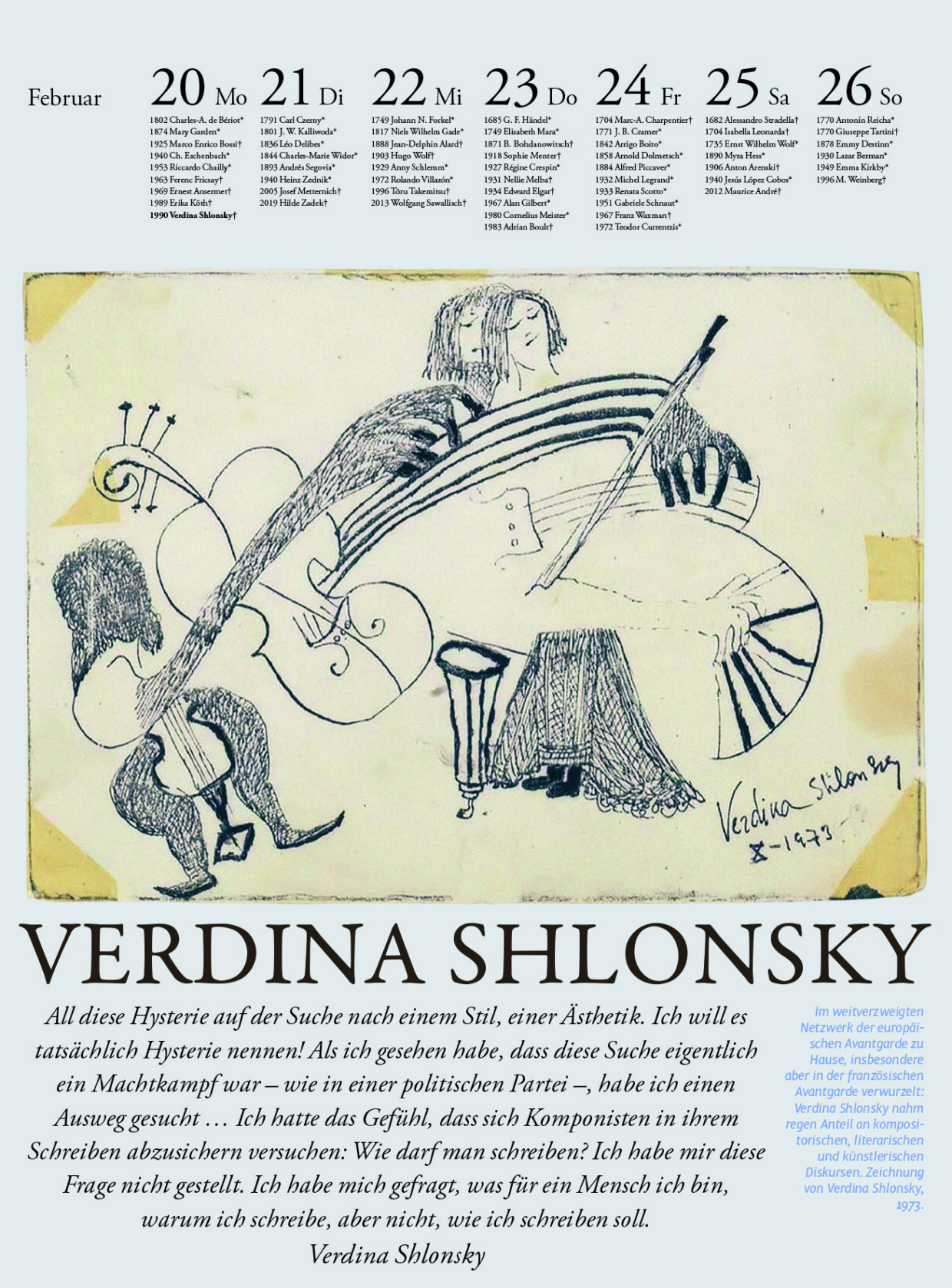 Der Musik Kalender 2023: Verdina Shlonsky