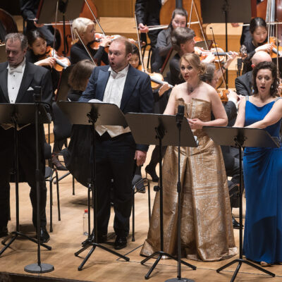 Krešimir Stražanac, Matthew Swensen, Viktorija Kaminskaite und Annelie Sophie Müller in „Die drei Pintos“