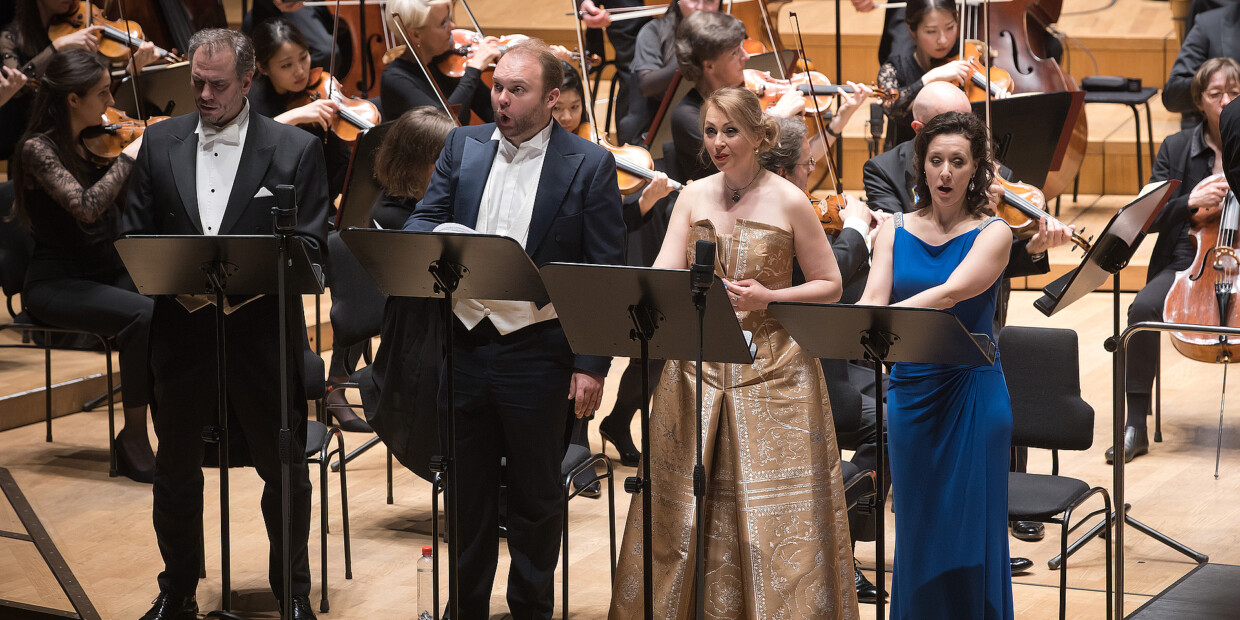 Krešimir Stražanac, Matthew Swensen, Viktorija Kaminskaite und Annelie Sophie Müller in „Die drei Pintos“