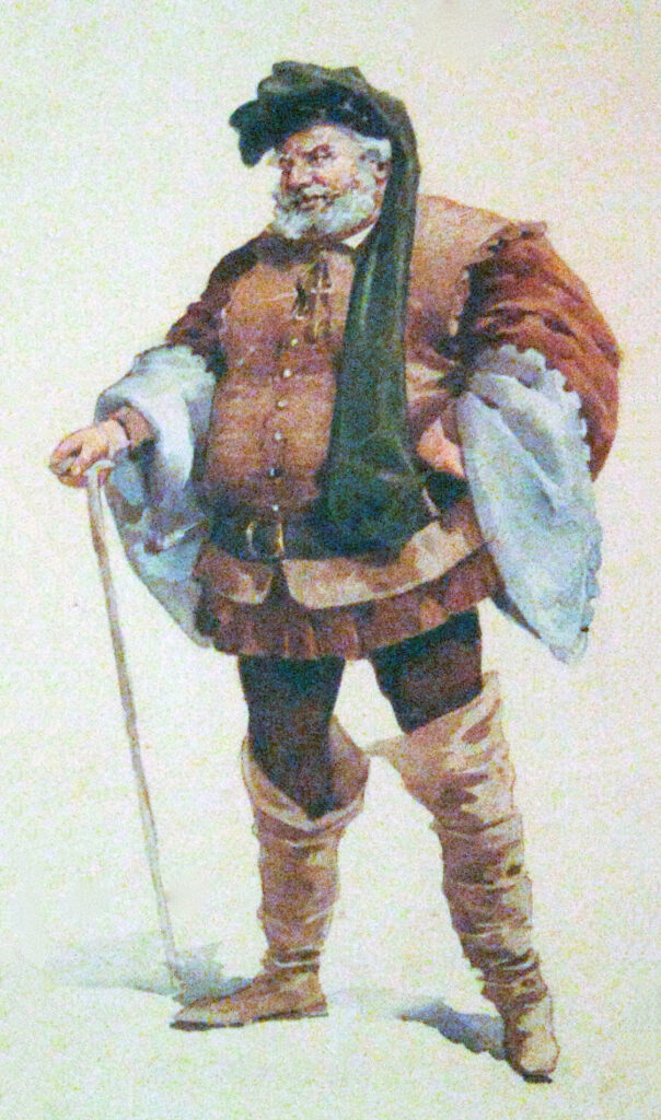 Kostümentwurf von Adolf Hohenstein für die Premiere des „Falstaff“ an der Mailänder Scala 1893