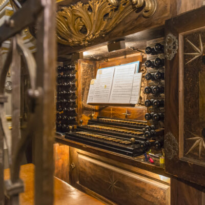 Spieltisch des ersten großen Orgelwerks von Gottfried Silbermann im Freiberger Dom