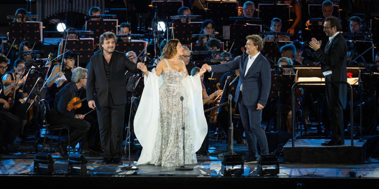 Ludovic Tézier, Sonya Yoncheva und Jonas Kaufmann singen in der Arena von Verona Arien von Verdi und Puccini
