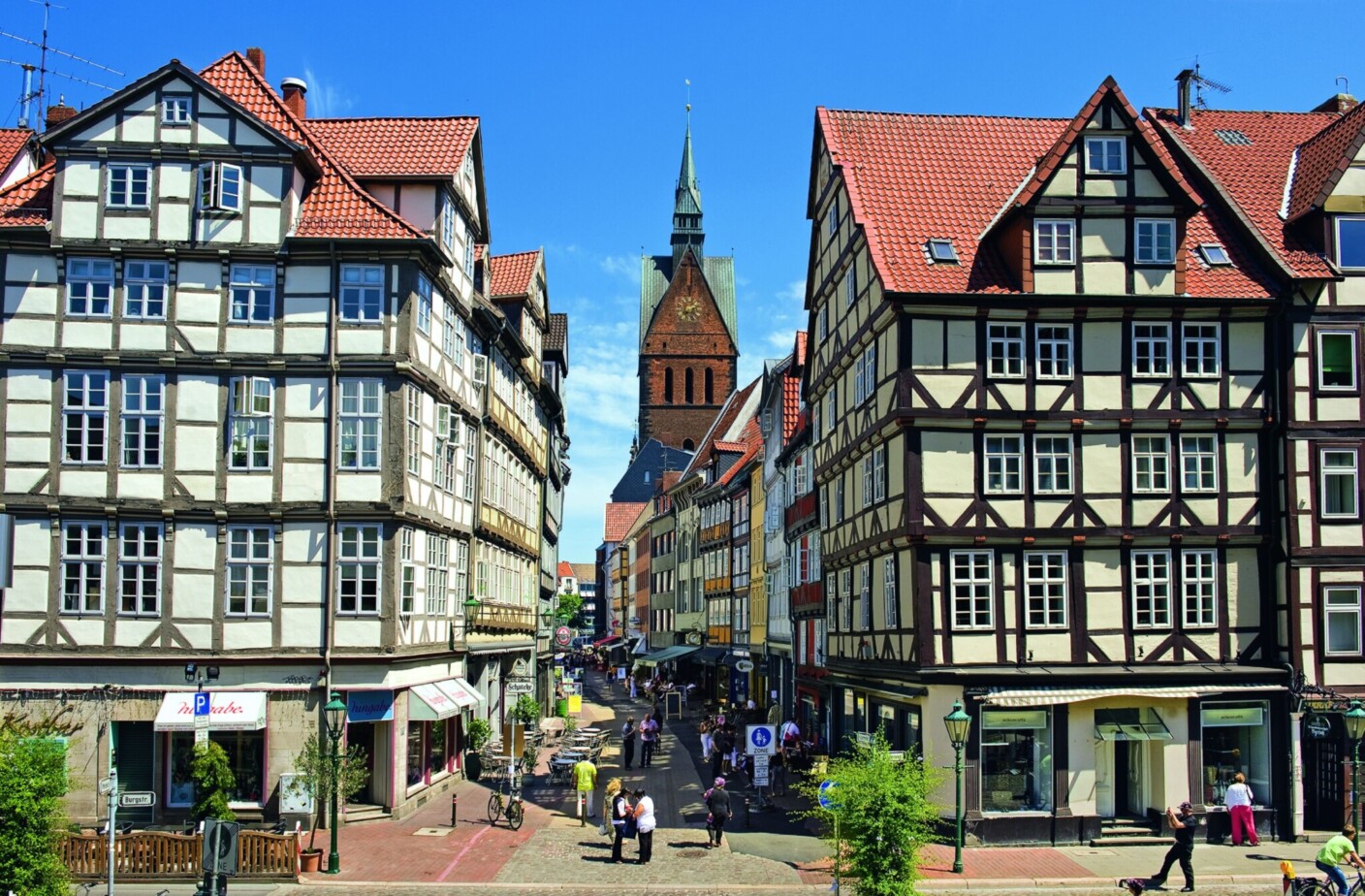 Hannovers beschauliche Altstadt mit der Marktkirche im Hintergrund
