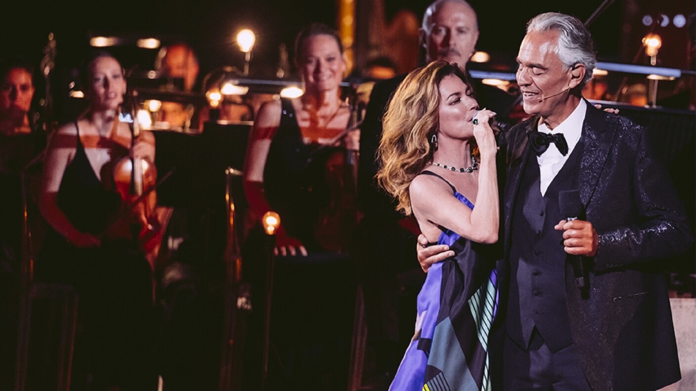 Shania Twain und Andrea Bocelli singen in der Toskana gemeinsam den Hit „From This Moment On“