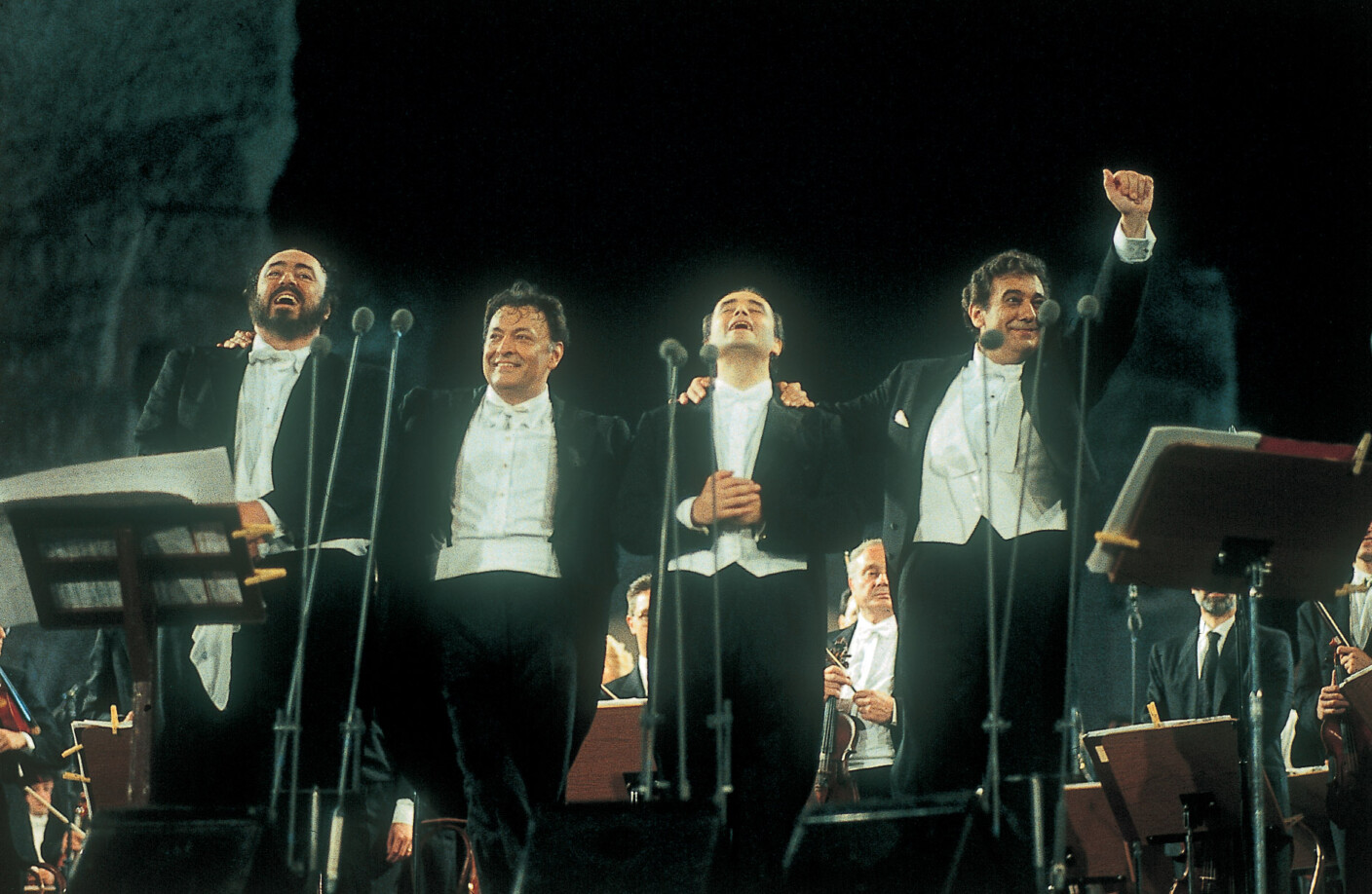 Legendärer Auftritt in Roms Caracalla-Thermen 1990 (v. l.): Luciano Pavarotti, Zubin Mehta, José Carreras und Plácido Domingo